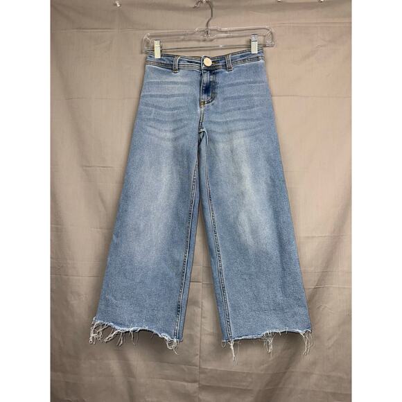 Wonder Nation Girls Denim Wide Leg Frayed Hem Pants/Jeans, Size M (7/8) - Picture 1 of 4